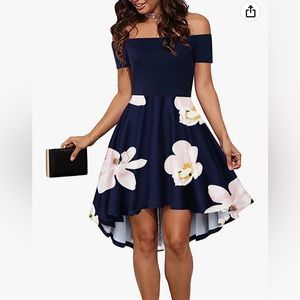 Floral Navy Blue Formal Dress (Large)